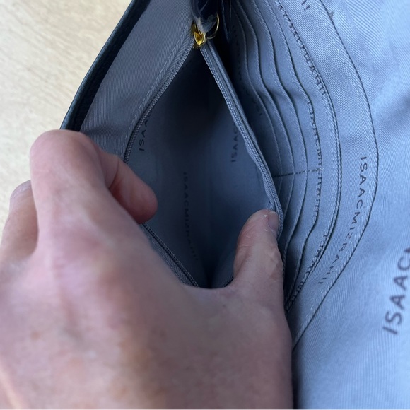 Isaac Mizrahi Black Pebbled Leather Envelope Clutch With Tassel NWOT - Picture 8 of 14